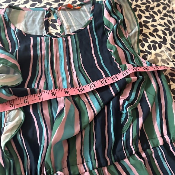 Modcloth Get Into The Ruffle Multicolored Striped Ruffle Tie Waist Dress NWOT L - Picture 16 of 16